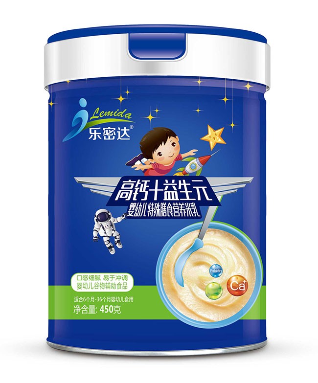 樂(lè)密達(dá)  高鈣+益生元嬰幼兒特膳米乳  450g